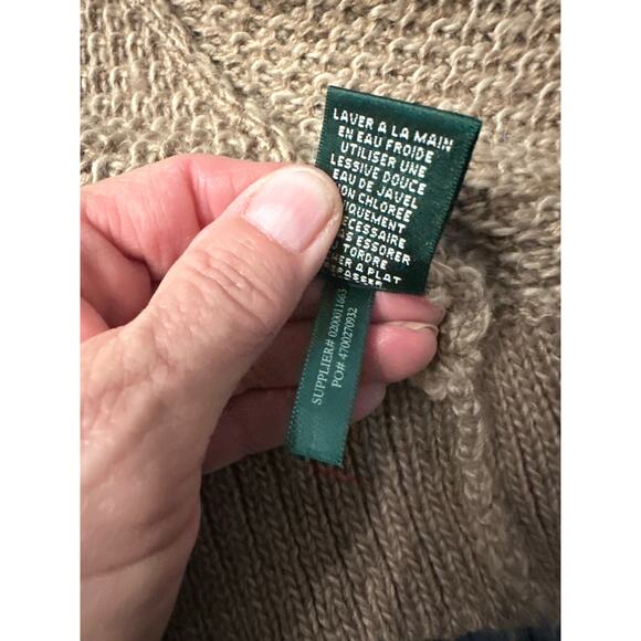 Ralph Lauren LRL Womens Cardigan Duster Sweater Tan Open Shawl Collar Size L - Picture 10 of 11